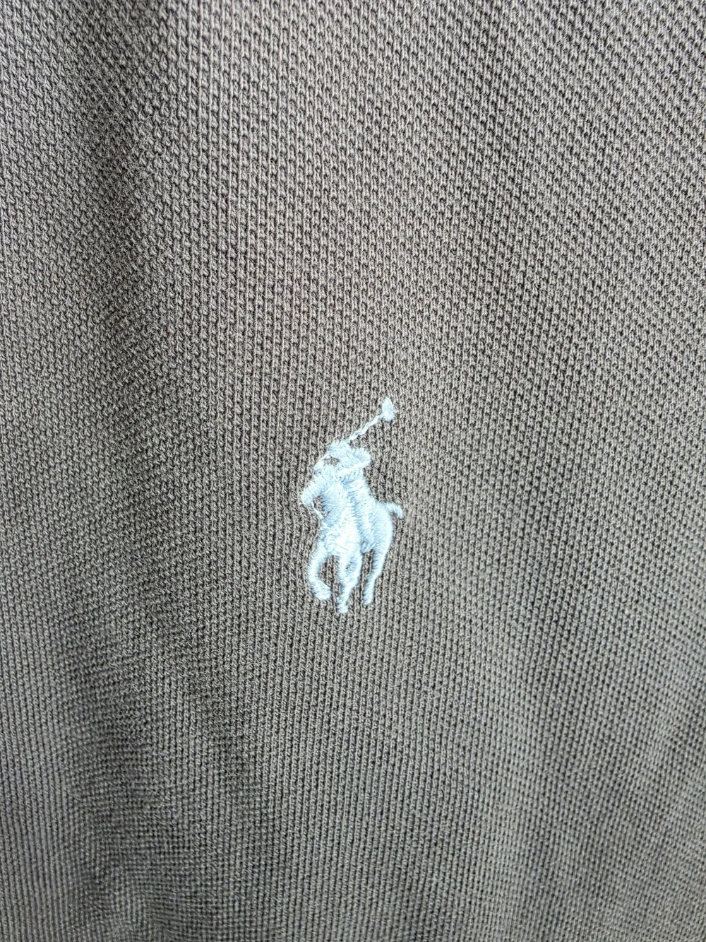 Classic short-sleeve Polo Ralph Lauren mesh polo shirt in Brown/Gray Sz M